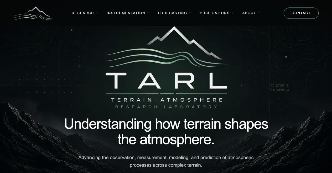 Terrain–Atmosphere Research Laboratory website homepage.